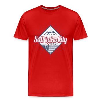 Souvenir des États-Unis de Salt Lake City, Utah - T-shirt bio Premium Homme - rouge - Devant - Damien (186cm)