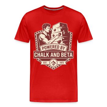 Angeführt von Kreide- und Beta-Kletterhumor - Männer Premium Bio T-Shirt - Rot - Vorne - Damien (186cm)