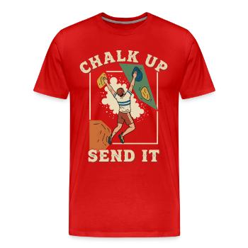 Kreide auf, schick es, kletterndes Bouldering-Spaß - Männer Premium Bio T-Shirt - Rot - Vorne - Damien (186cm)