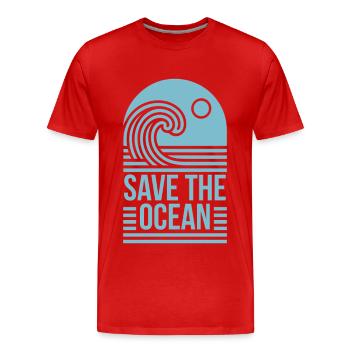 Citations d’activiste pour sauver l’océan sur l’esthétique rétro - T-shirt bio Premium Homme - rouge - Devant - Damien (186cm)
