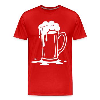 Overflowing Beer Mug Foam Party - Men's Premium Organic T-Shirt - red - Front - Damien (186cm)