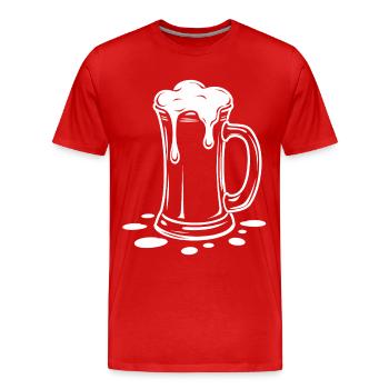 Overflowing Beer Mug Foam Party - Men's Premium Organic T-Shirt - red - Front - Damien (186cm)