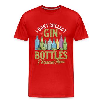 Gin, je ne collectionne pas les bouteilles de gin, je les sauve. - T-shirt bio Premium Homme - rouge - Devant - Damien (186cm)
