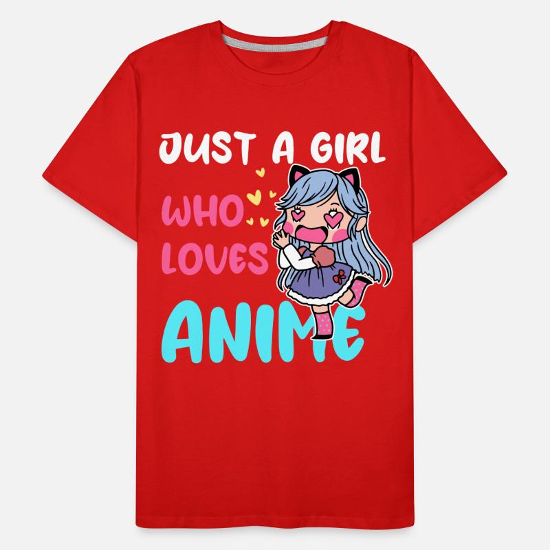 Mädchen liebt Anime Chibi Männer Premium Bio T-Shirt