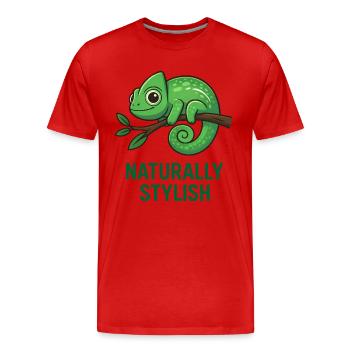 Stylish Chameleon - Men's Premium Organic T-Shirt - red - Front - Damien (186cm)