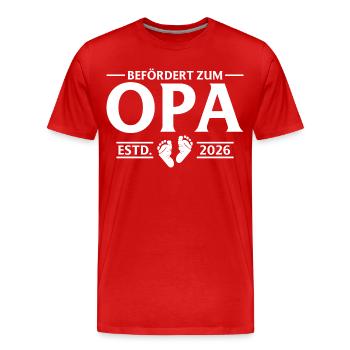 Babyparty - Befördert zum Opa 2026 - Männer Premium Bio T-Shirt - Rot - Vorne - Damien (186cm)