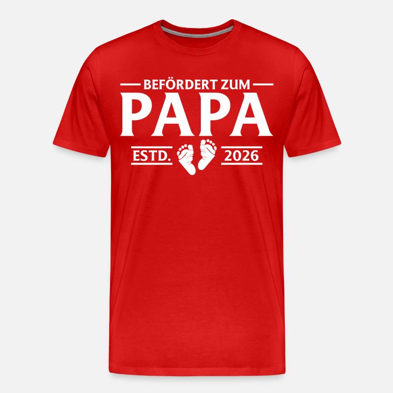 Befördert zum Papa 2026 Vaterschaft - Männer Premium Bio T-Shirt - Rot