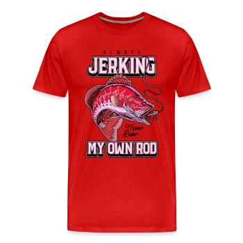 Toujours en train de branler ma canne en train de pêcher bizarrement - T-shirt bio Premium Homme - rouge - Devant - Damien (186cm)