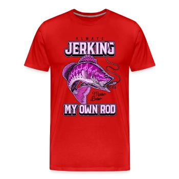 Toujours en train de branler ma canne en train de pêcher bizarrement - T-shirt bio Premium Homme - rouge - Devant - Damien (186cm)