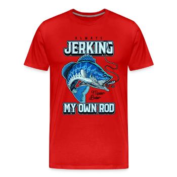 Toujours en train de branler ma canne en train de pêcher bizarrement - T-shirt bio Premium Homme - rouge - Devant - Damien (186cm)