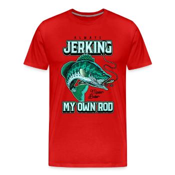 Toujours en train de branler ma canne en train de pêcher bizarrement - T-shirt bio Premium Homme - rouge - Devant - Damien (186cm)