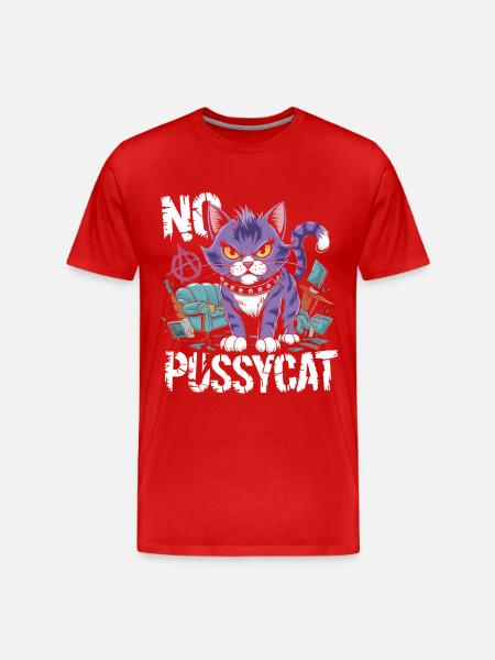 Rebellious Cat No Pussycat Design - Men's Premium Organic T-Shirt - red
