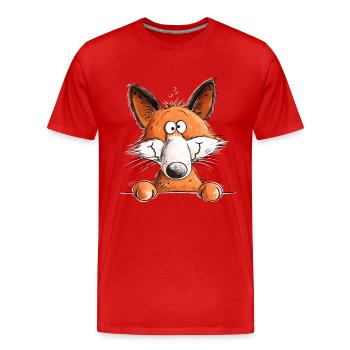 Lustiger Fuchs Cartoon Waldtier Tiermotiv - Männer Premium Bio T-Shirt - Rot - Vorne - Damien (186cm)