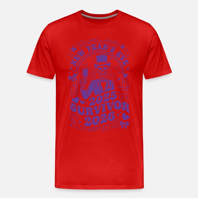 Silvester 2025 Überlebender 2026 Mitternachtsmagie - Männer Premium Bio T-Shirt - Rot
