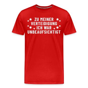 Pour ma défense, j’étais sans surveillance - T-shirt bio Premium Homme - rouge - Devant - Damien (186cm)