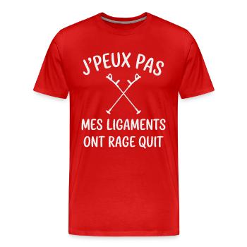Ich kann meine Bänder nicht aufhören, Humor - Männer Premium Bio T-Shirt - Rot - Vorne - Damien (186cm)