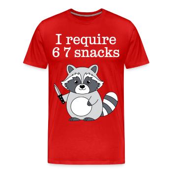 6-7 Internet Meme Cooler 6 7 Raccoon - Men's Premium Organic T-Shirt - red - Front - Damien (186cm)