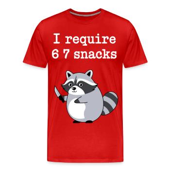 6-7 Refroidisseur de mèmes Internet 6 7 Raton laveur - T-shirt bio Premium Homme - rouge - Devant - Damien (186cm)