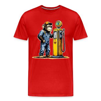 Monkey Vintage Pump-Kunst - Männer Premium Bio T-Shirt - Rot - Vorne - Damien (186cm)