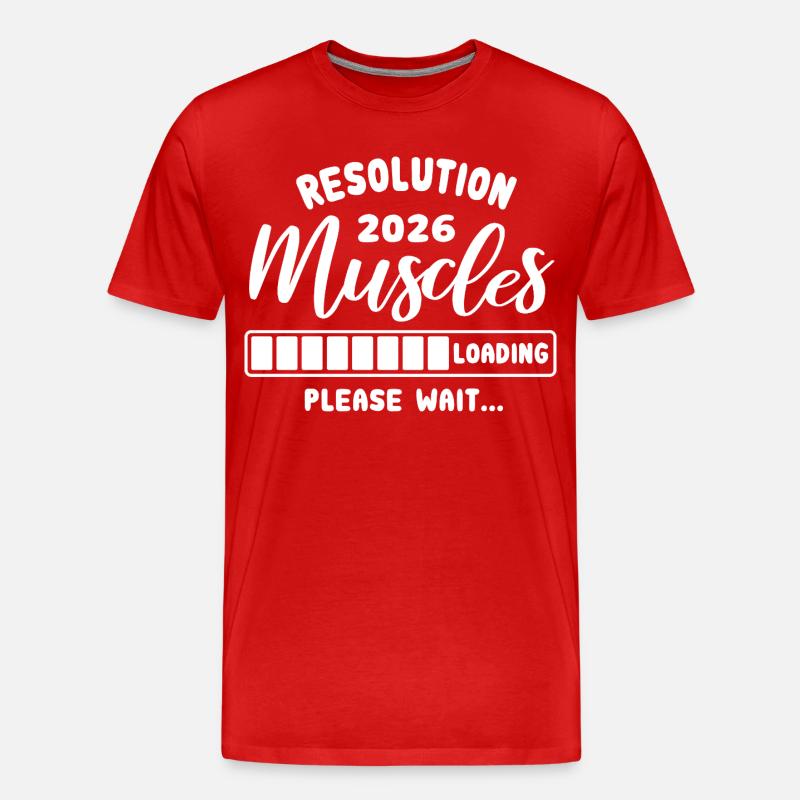 Resolution 2026 | Muscles Loading | Gym Outfit - Männer Premium Bio T-Shirt - Rot