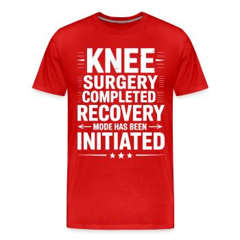 Knie-OP Genesung Freigeschaltet - Männer Premium Bio T-Shirt - Rot - Vorne - Damien (186cm)