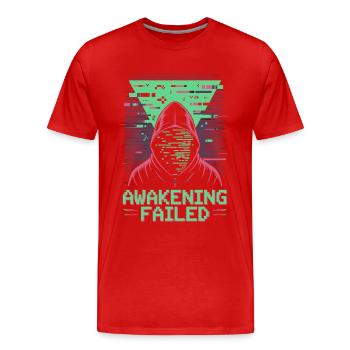 Awakening Failed in retro glitch look - Men's Premium Organic T-Shirt - red - Front - Damien (186cm)
