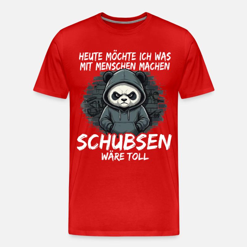 Grimmiger Panda – Sarkastisches Schubsen - Männer Premium Bio T-Shirt - Rot