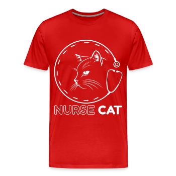 Katzenkrankenschwester mit Stethoskop - Männer Premium Bio T-Shirt - Rot - Vorne - Damien (186cm)