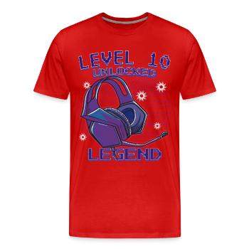 Level 10 Unlocked Legend - Männer Premium Bio T-Shirt - Rot - Vorne - Damien (186cm)
