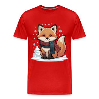 Winter fox with scarf illustration - Men's Premium Organic T-Shirt - red - Front - Damien (186cm)