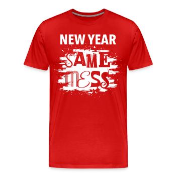 Neues Jahr, gleiches Chaos | gute Vorsätze 2026 - Männer Premium Bio T-Shirt - Rot - Vorne - Damien (186cm)