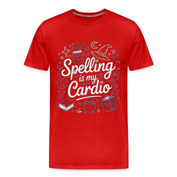 L’orthographe de la sorcellerie est ma Wicca de sorcellerie cardio - T-shirt bio Premium Homme - rouge - Devant - Damien (186cm)