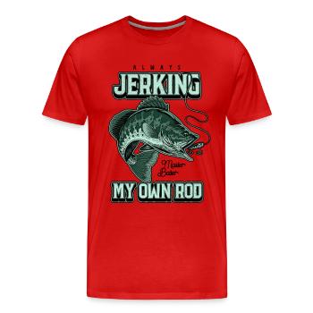 Toujours en train de branler ma canne en train de pêcher bizarrement - T-shirt bio Premium Homme - rouge - Devant - Damien (186cm)