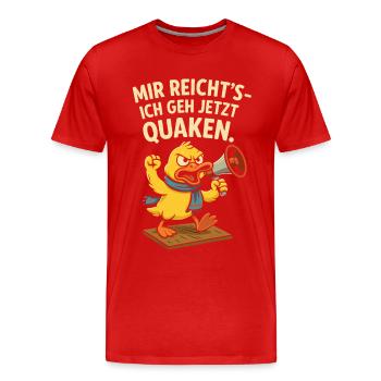 Un canard en colère en disant « Je vais mourir » - T-shirt bio Premium Homme - rouge - Devant - Damien (186cm)