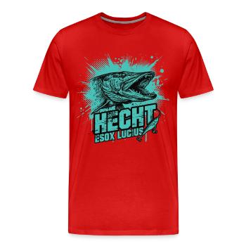 Pike – Esox Lucius: The Hunter - Men's Premium Organic T-Shirt - red - Front - Damien (186cm)