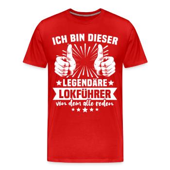 Légende du conducteur de train - T-shirt bio Premium Homme - rouge - Devant - Damien (186cm)