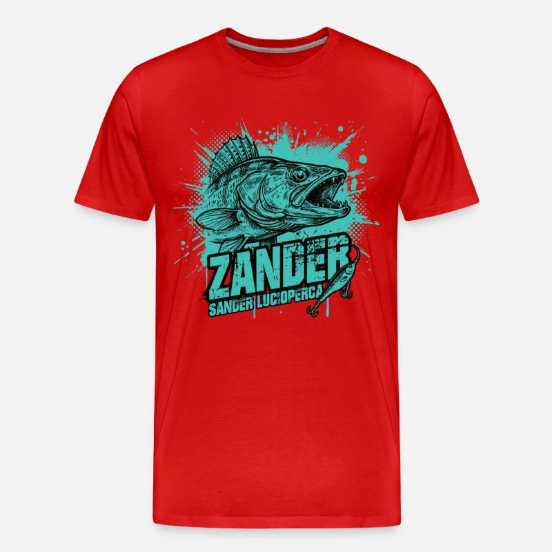 Zander Angler: Der Raubfisch-Jäger - Männer Premium Bio T-Shirt - Rot