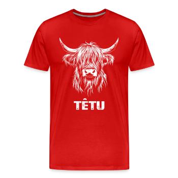 Têtu - Bétail des Highlands écossais - français - T-shirt bio Premium Homme - rouge - Devant - Damien (186cm)