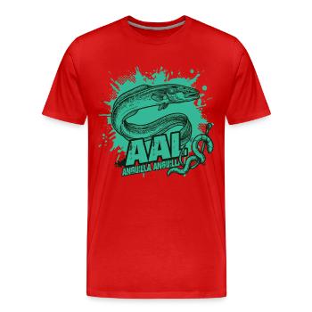 Anguille – La Chasseur de la Nuit - T-shirt bio Premium Homme - rouge - Devant - Damien (186cm)