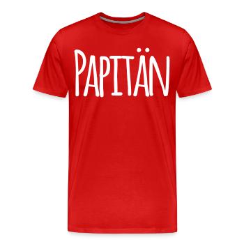 Papitän Lustiges Wortspiel Kapitän Papa Anker - Männer Premium Bio T-Shirt - Rot - Vorne - Damien (186cm)