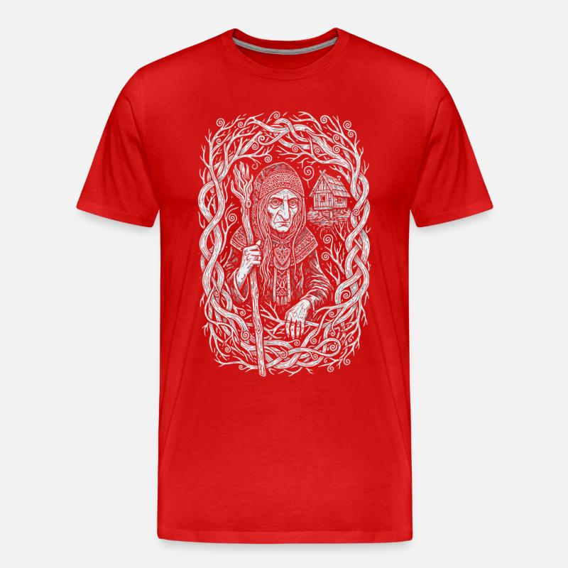Baba Yaga Slawischer Wald Hexenkunst - Männer Premium Bio T-Shirt - Rot