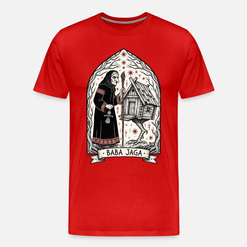 Baba Yaga Dunkle Slawische Hexenkunst - Männer Premium Bio T-Shirt - Rot