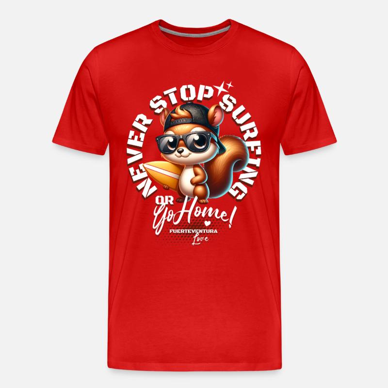 Surfer Eichhörnchen mit Surfbrett - Männer Premium Bio T-Shirt - Rot
