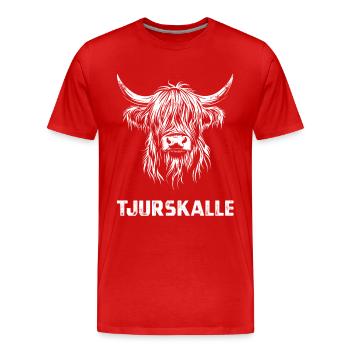 Tjurskalle - Bétail des Highlands écossais - Suède - T-shirt bio Premium Homme - rouge - Devant - Damien (186cm)