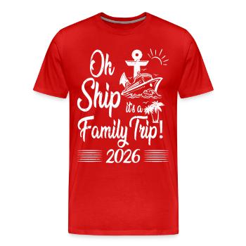 Oh vaisseau, c’est un voyage en famille 2026 Famille assortie - T-shirt bio Premium Homme - rouge - Devant - Damien (186cm)