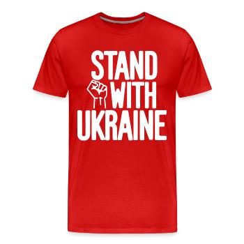 Solidarité avec l’Ukraine - T-shirt bio Premium Homme - rouge - Devant - Damien (186cm)