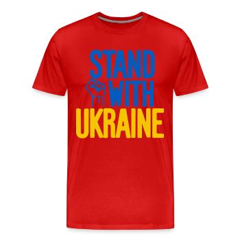 Solidarité avec l’Ukraine - T-shirt bio Premium Homme - rouge - Devant - Damien (186cm)