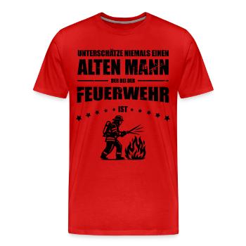 Old Man - Firefighter Gift Firefighter - Men's Premium Organic T-Shirt - red - Front - Damien (186cm)