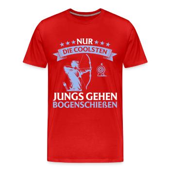 Archery - Only the coolest go archery - Men's Premium Organic T-Shirt - red - Front - Damien (186cm)