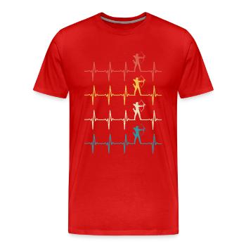 Bogenschießen Herzschlag Bogenschießen - Männer Premium Bio T-Shirt - Rot - Vorne - Damien (186cm)